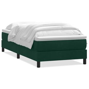 vidaXL Pat box spring cu saltea, verde &icirc;nchis, 80x220 cm, catifea