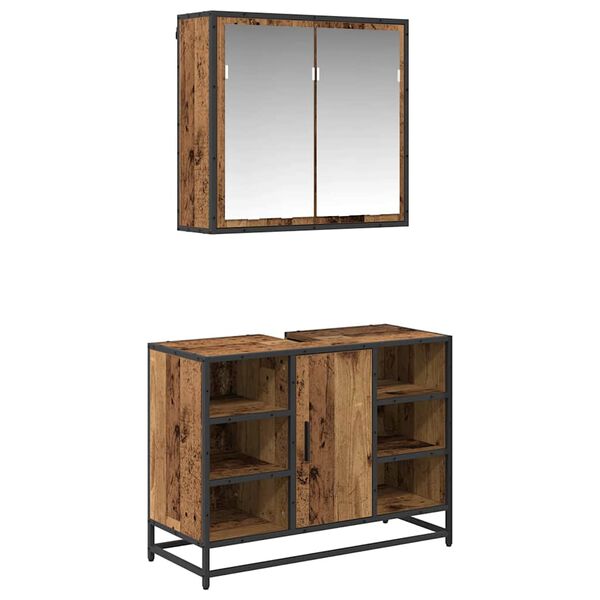 vidaXL Set de mobilier pentru baie 2 pcs Lemn Vechi Lemn compozit