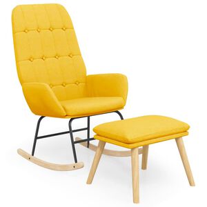vidaXL Scaun balansoar cu taburet, galben muștar, textil