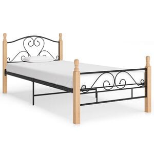 vidaXL Cadru de pat, negru, 90x200 cm, metal