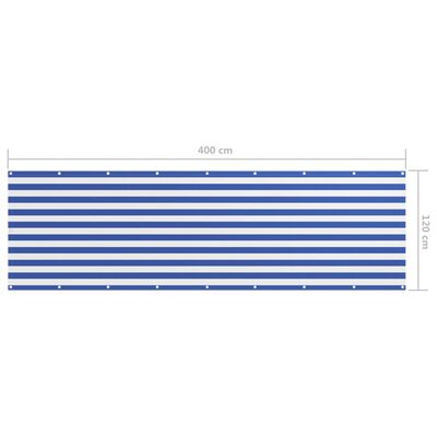 vidaXL Paravan de balcon, alb/albastru, 120 x 400 cm, țesătură oxford