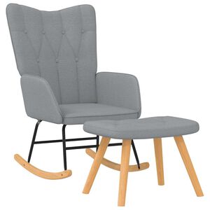 vidaXL Scaun balansoar cu taburet, gri deschis, textil