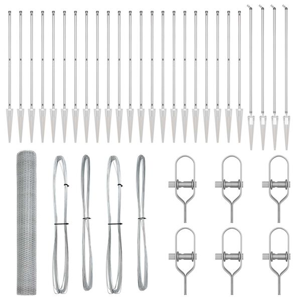 vidaXL St&acirc;lp de gard. Argintiu 50 x 1,4 m (plasă de 25 mm) Oțel