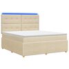 vidaXL Pat cu arcuri LED și saltea Crem 140 x 200 cm Țesătură