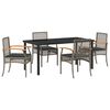 vidaXL Set de masă pentru grădină cu pernă 5 pcs Gri și negru Ratan