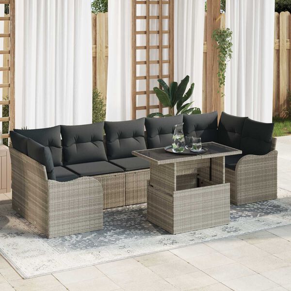vidaXL Set de canapele pentru grădină 8 pcs Gri deschis Rattan poli