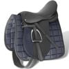 vidaXL Set echitație 5-in-1 cu șa 44,5 cm din piele naturală, negru