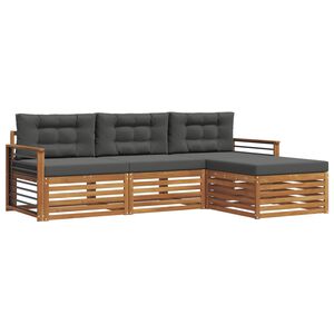 vidaXL Set de canapele de exterior cu pernă Natural și Antracit