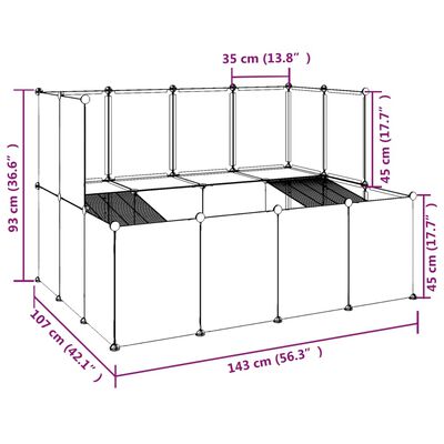vidaXL Cușcă pentru animale mici, negru, 143x107x93 cm, PP și oțel