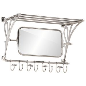 vidaXL Suport bagaj cu umerașe/oglindă, montat pe perete, aluminiu