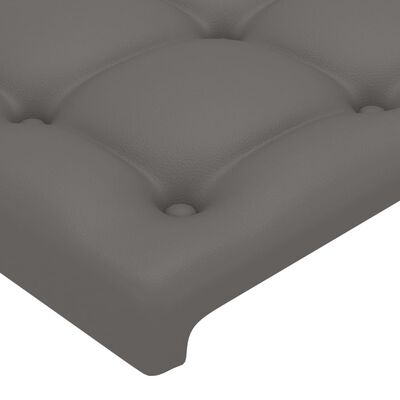 vidaXL Tăblie de pat cu aripioare gri 147x16x78/88 cm piele ecologică