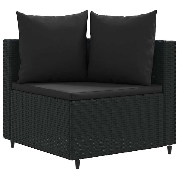 vidaXL Set mobilier de grădină cu perne, 5 piese, negru, poliratan