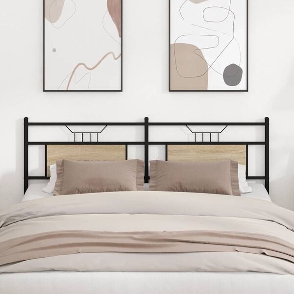 vidaXL Tăblie de pat de schimburi Stejar Sonoma 180 cm Lemn prelucrat și oțel