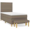 vidaXL Pat box spring cu saltea, gri taupe, 90x200 cm, textil