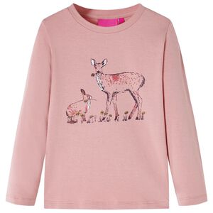 vidaXL Tricou de copii cu m&acirc;neci lungi, roz, 128