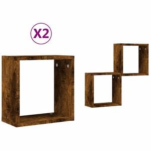 vidaXL Rafturi cuburi de perete 2 buc Stejar afumat 30x15x30 cm