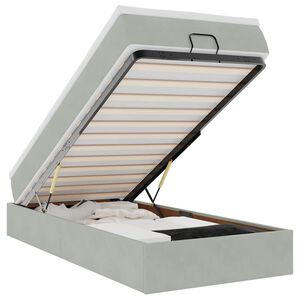 vidaXL Cadru de pat otoman cu saltea Gri deschis 100x200cm catifea
