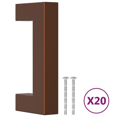 vidaXL Mânere de dulap, 20 buc., bronz, 64 mm, oțel inoxidabil