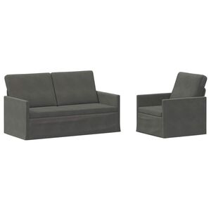 vidaXL Set de canapea 2 pcs Gri &icirc;nchis Țesătură din corduroy