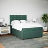 vidaXL Pat box spring cu saltea, verde &icirc;nchis, 140x200 cm, catifea
