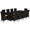 vidaXL Set mobilier de exterior cu perne, 11 piese, negru, poliratan