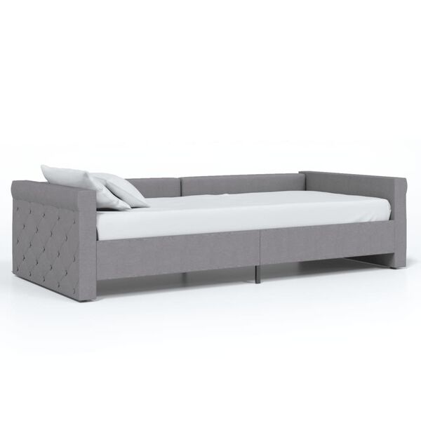 vidaXL Pat de zi cu USB, gri deschis, 90x200 cm, material textil