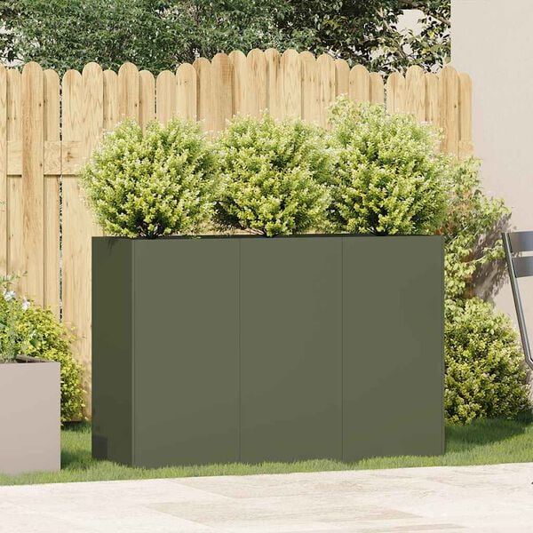 vidaXL Jardinieră verde măsline 120x40x80 cm oțel laminat la rece