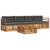 vidaXL Set de canapele de exterior cu pernă 5 pcs Natural și Antracit