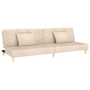 vidaXL Canapea extensibilă cu 2 locuri, 2 perne, crem, textil