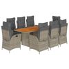 vidaXL Set mobilier grădină cu perne, 9 piese, gri, poliratan