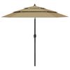 vidaXL Umbrelă de grădină 3 niveluri, st&acirc;lp aluminiu, taupe, 2,5 m