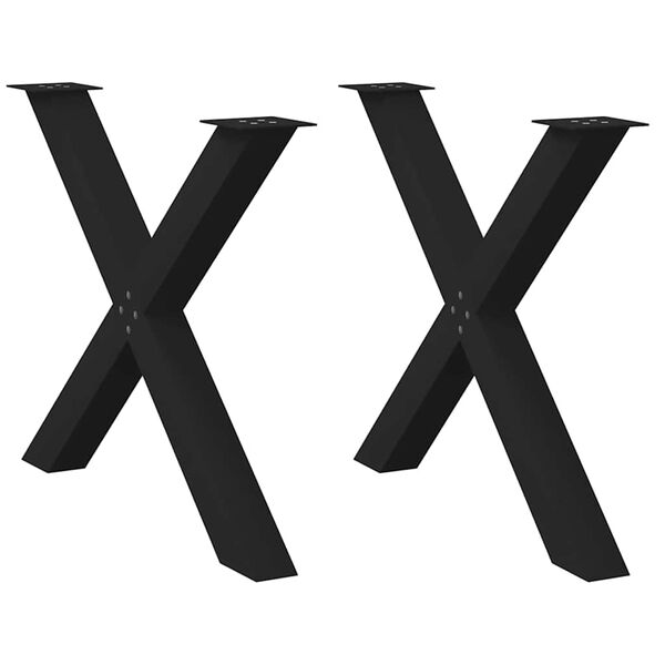 vidaXL Picioare de masă în formă de X, 2 buc., negru, 90x(72-73) cm, oțel