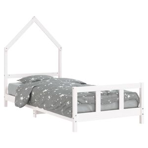 vidaXL Cadru de pat pentru copii, alb, 90x190 cm, lemn masiv de pin