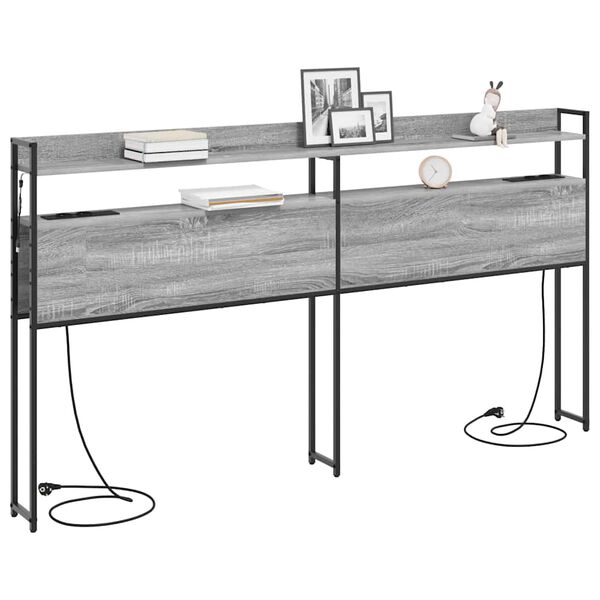 vidaXL Tăblie de depozitare cu raft sonoma gri 200 cm Lemn compozit