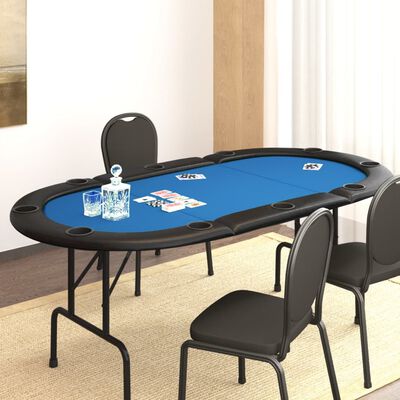 vidaXL Masă de poker pliabilă, 10 jucători, albastru, 206x106x75 cm