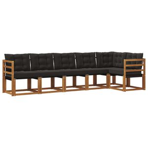 vidaXL Set de canapele de exterior 6 buc. Natural și Negru