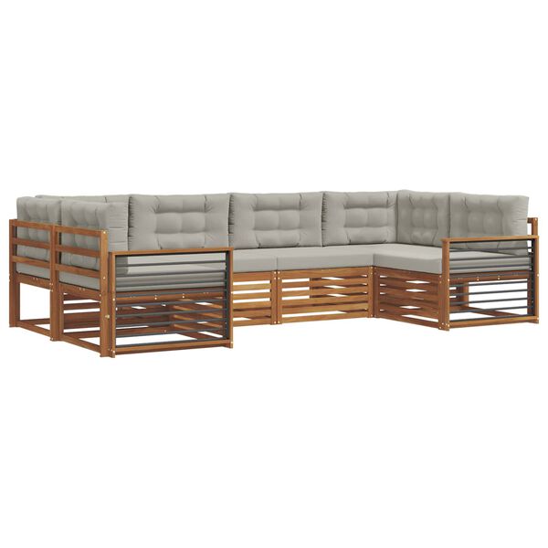 vidaXL Set de canapele de exterior 6 pcs Gri natural și deschis