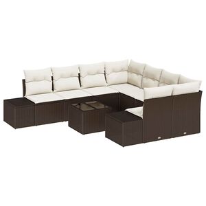 vidaXL Set de canapele pentru grădină 9 pcs Maro și Crem poliratan