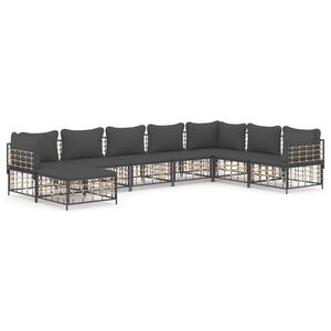 vidaXL Set mobilier de grădină cu perne, 8 piese, antracit, poliratan