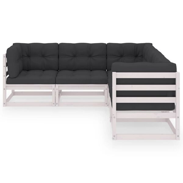vidaXL Set mobilier de grădină cu perne, 5 piese, lemn masiv de pin