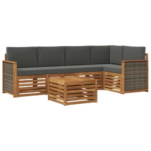 vidaXL Set de canapele de exterior 6 buc. Natural și Antracit