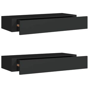 vidaXL Dulapuri de perete cu sertare 2 buc. negru 60x23,5x10 cm MDF