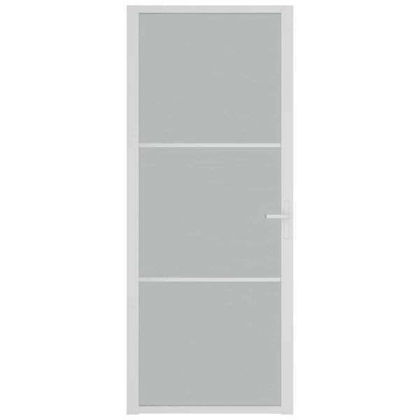 vidaXL Ușă de interior, 83x201,5 cm, alb, sticlă mată și aluminiu