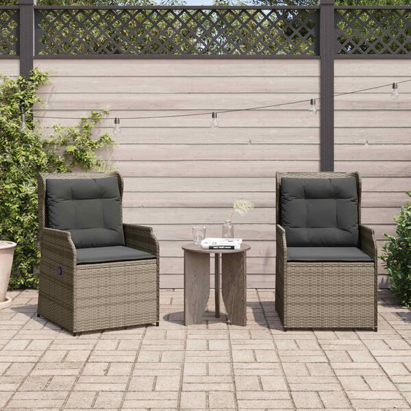 vidaXL Bancă de grădină cu pernă 2 pcs Gri Rattan poli