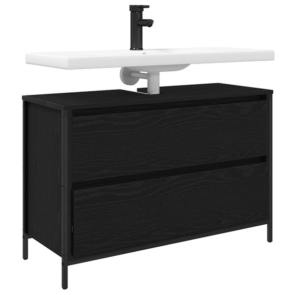 vidaXL Dulap pentru baie cu sertare Stejar negru 90x34,5x60 cm