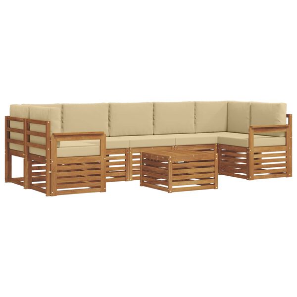 vidaXL Set de canapele de exterior cu pernă 8 pcs Natural și Bej