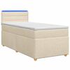 vidaXL Pat boxspring cu saltea cu benzi LED Crem 100 x 200 cm Țesătură