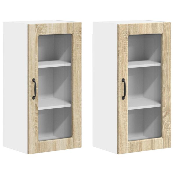 vidaXL Dulap de bucătărie 2 pcs Stejar Sonoma 40 x 31 x 80 cm