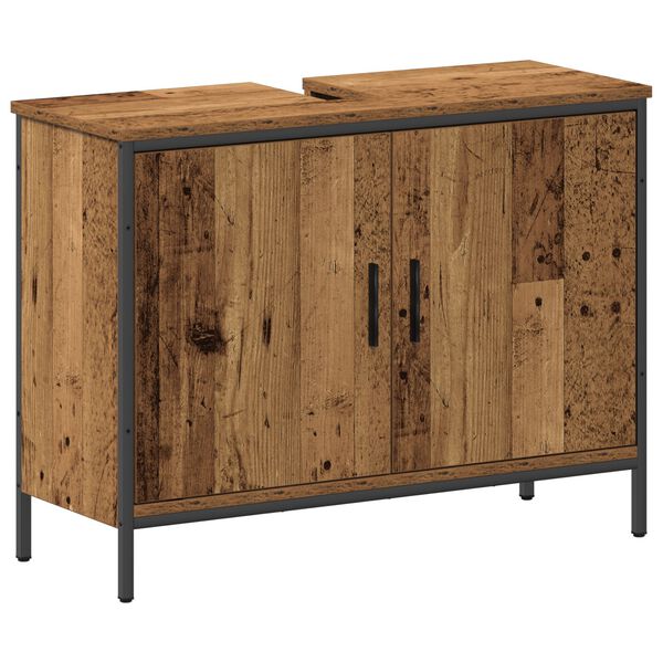 vidaXL Unități de vanitate pentru baie cu ușă 3 pcs Maro Lemn compozit