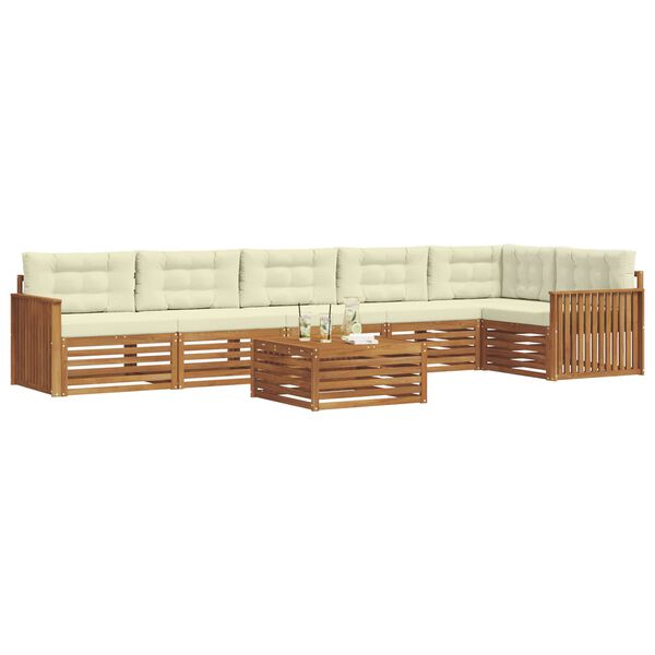 vidaXL Set de canapele de exterior cu pernă 7 pcs Natural și Crem